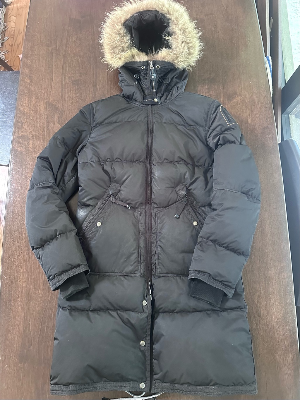 Parajumpers Women's Black Long Puffer Parka Fur Hood S